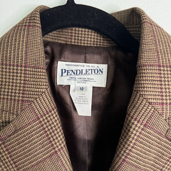Pendleton Women's 100% Virgin Wool Brown Plaid Pant Suit Size 8/10 - Picture 8 of 8